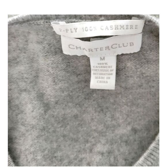 CHARTER CLUB CASHMERE ARGYLE METALLIC SWEATER WOMENS SIZE M GREAT CONDITION - Picture 4 of 5